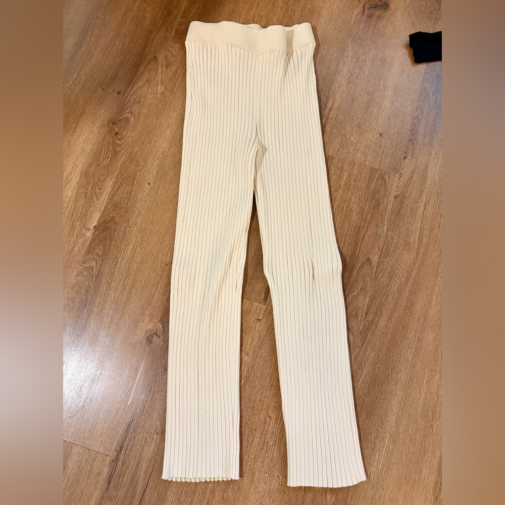 Madewell Ivory Ribbed Knit Pants